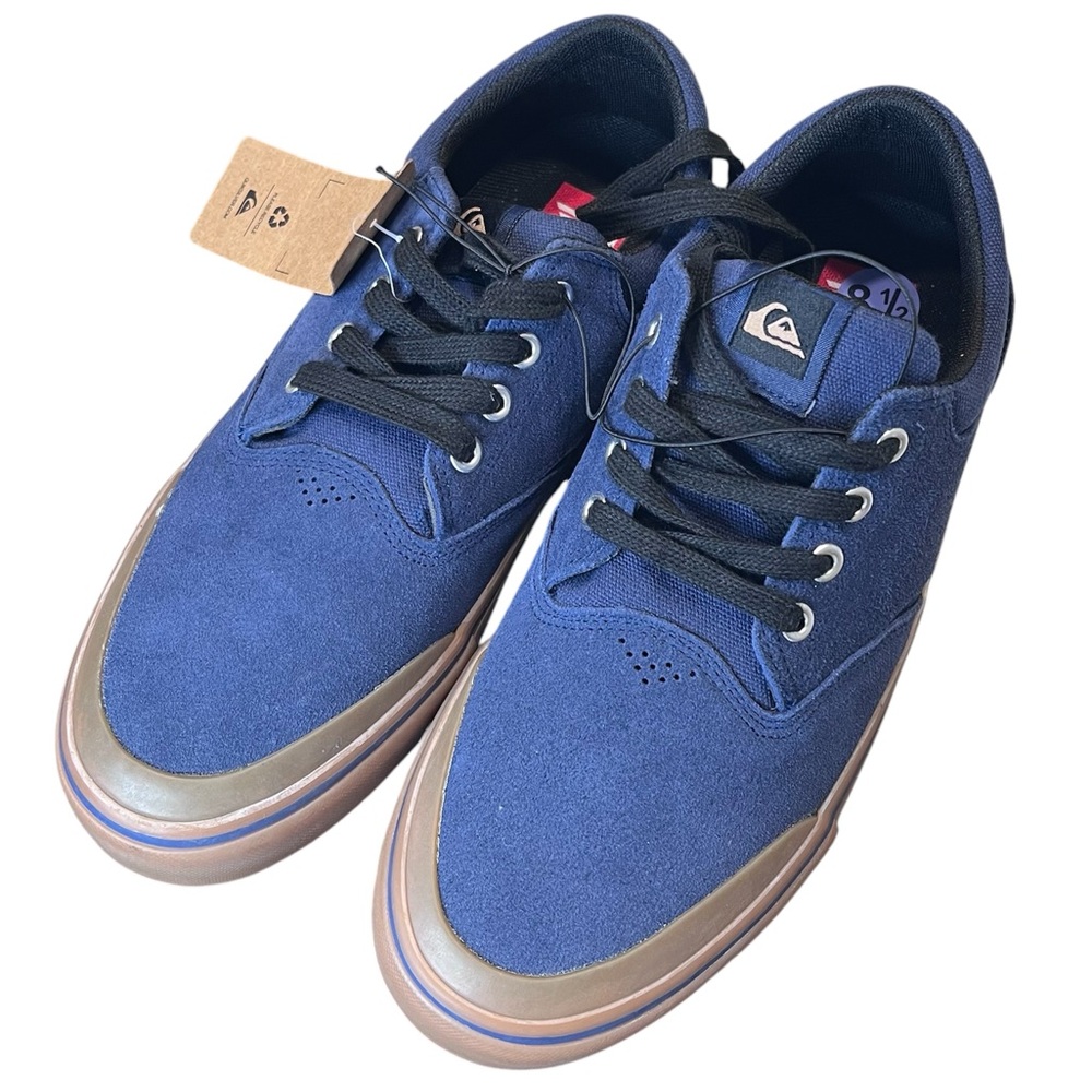 Quiksilver AERIAL Sneakers Men's Size 8.5 Navy Blue Leather Suede Sole NWT